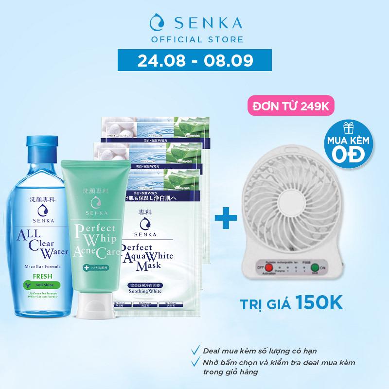 Bộ sản phẩm dành cho da mụn Senka (A.L.L Clear Water Fresh 230ml+SRM Acne Care 100g+Mặt nạ 23gx3)-95354