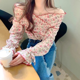 Áo bệt vai ôm/ váy hoa hồng retro xinh