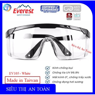Kính bảo hộ Everest EV105 chống đọng sương, chống bụi, tia UV hóa chất bắn vào mắt