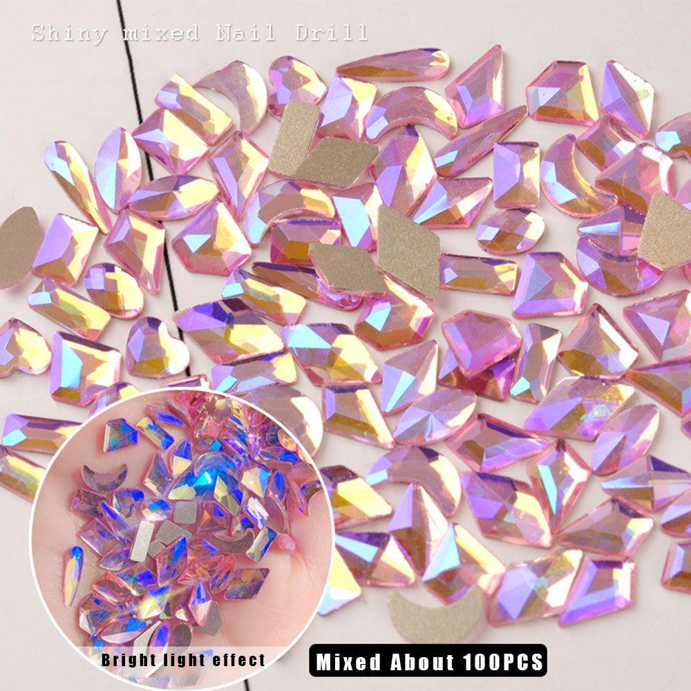 ❦ME❦ 100PCS Colorful Diamond|Various Shapes Nail Art Jewelry Aurora Nail|NEW 3D Mixed Flat Manicure Decorations