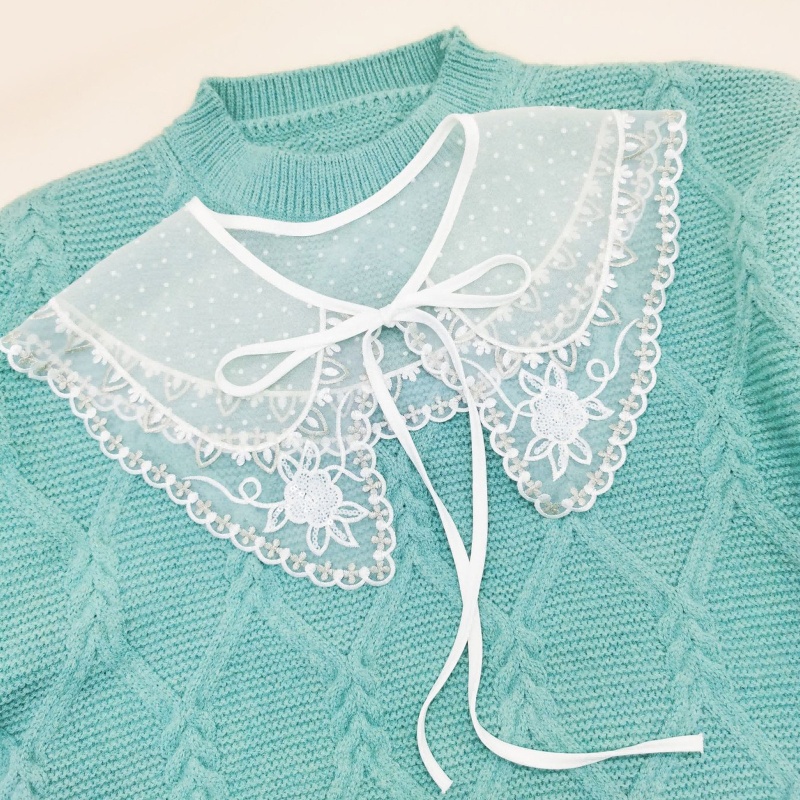 Cổ Áo Sơ Mi Giả Phối Ren Hoa Có Thể Tháo Rời Thời Trang Cho Nữ