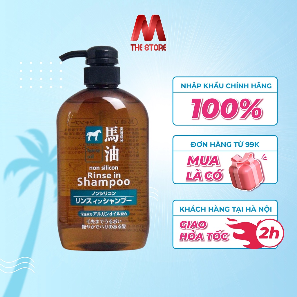 Dầu Gội Xả Dưỡng Tóc Bóng Mượt Cosme Station Horse Oil Non Silicon Rinse In Shampoo 600ml
