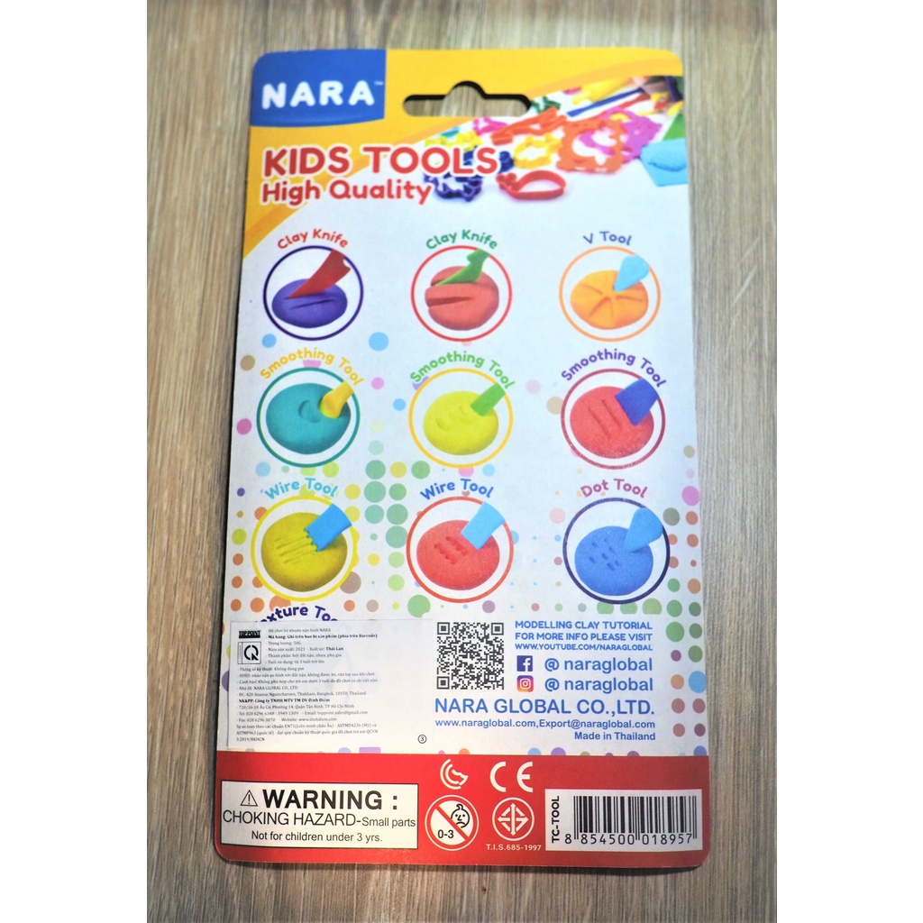 Bộ 5 dụng cụ cắt  đất sét, bột nặn Nara -  hai đầu, bo góc an toàn cho bé