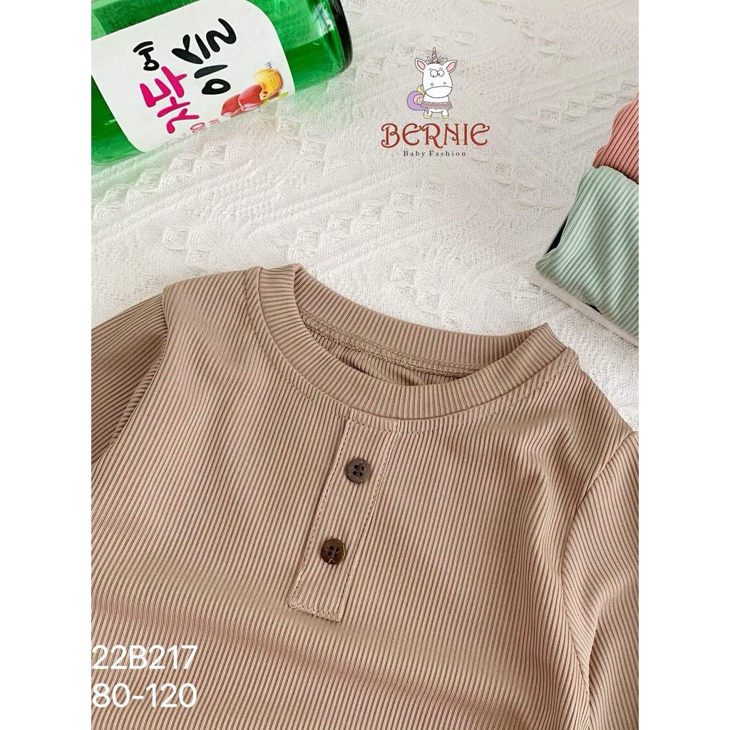 Bộ thun tăm dài tay unisex cho bé, bộ tăm mềm ấm unisex Bernie