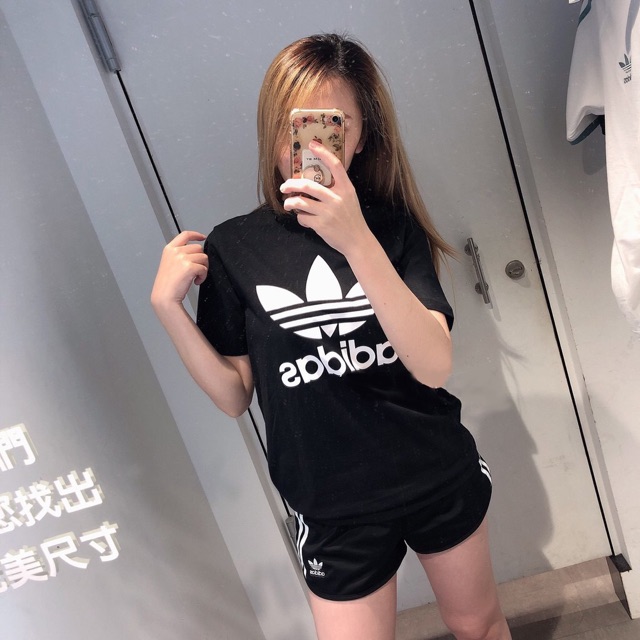 (HÀNG XUẤT XỊN) Áo das đen logo trắng đơn giản Trefoil Tee