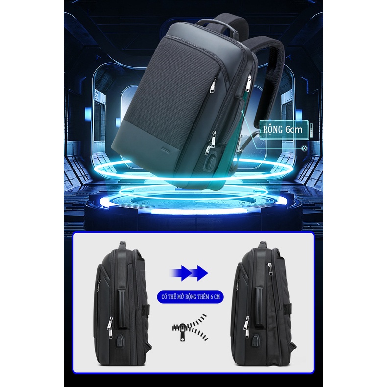 Balo laptop 15.6 inch chính hãng BOPAI có khóa mở rộng phù hợp đi làm, đi công tác, đi du lịch,...