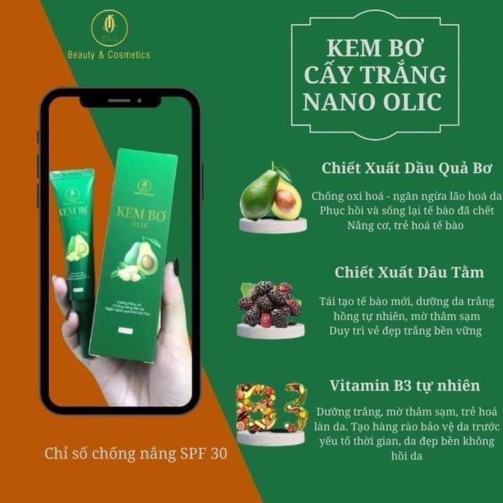 Kem bơ cấy trắng Olic Nano Olic tái tạo nuôi dưỡng da căng bóng trắng sáng . | BigBuy360 - bigbuy360.vn