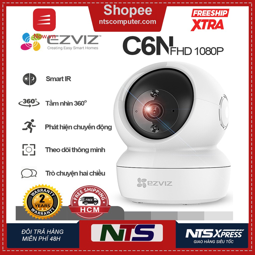 Camera WiFi Ezviz C6N 1080P / 4MP 2K Siêu Net - Xoay 360 độ Chính Hãng