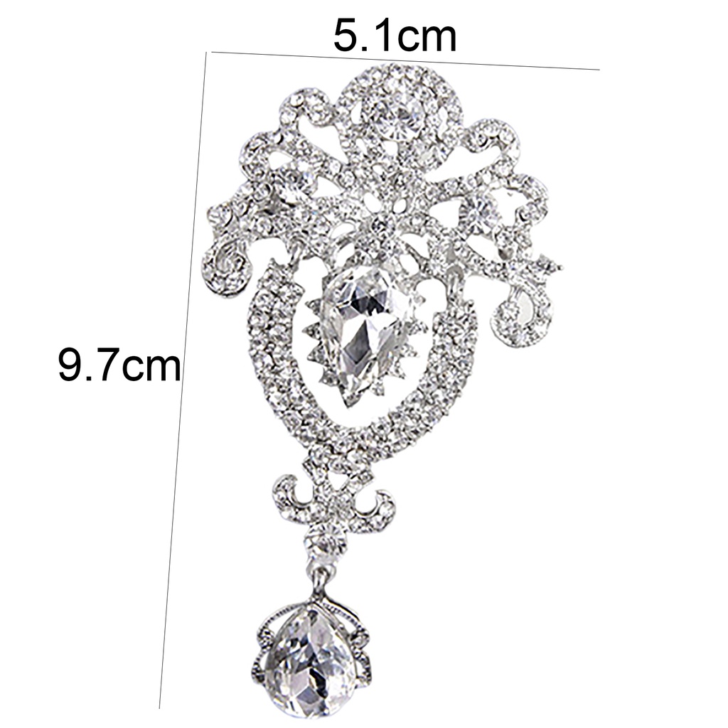 Ghim gài áo hợp kim đính đá hình giọt nước sang trọng