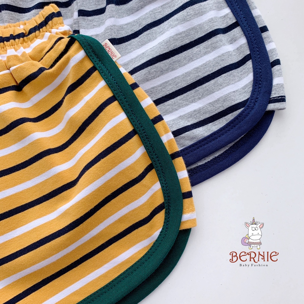 Bộ ba lỗ bé trai hoạ tiết kẻ ngang cá tính, bộ thun không tay thể thao khoẻ khoắn