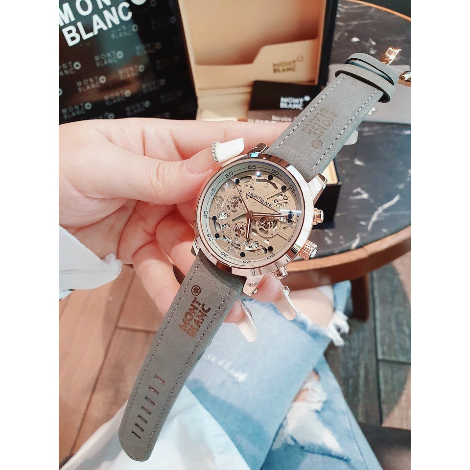 ĐỒNG HỒ NAM MONTBLANC MBB10 CHRONOGRAPH , DÂY DA LỘN , SIZE 44MM