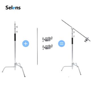Selens Thép không gỉ C Chân đế chụp ảnh hạng nặng Chiều cao tối đa 3M Chân đế có thể điều chỉnh Studio chụp ảnh