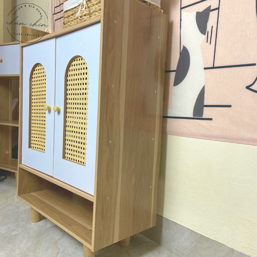 Tủ giày gỗ kết hợp chất liệu gỗ MDF cao cấp xuất khẩu