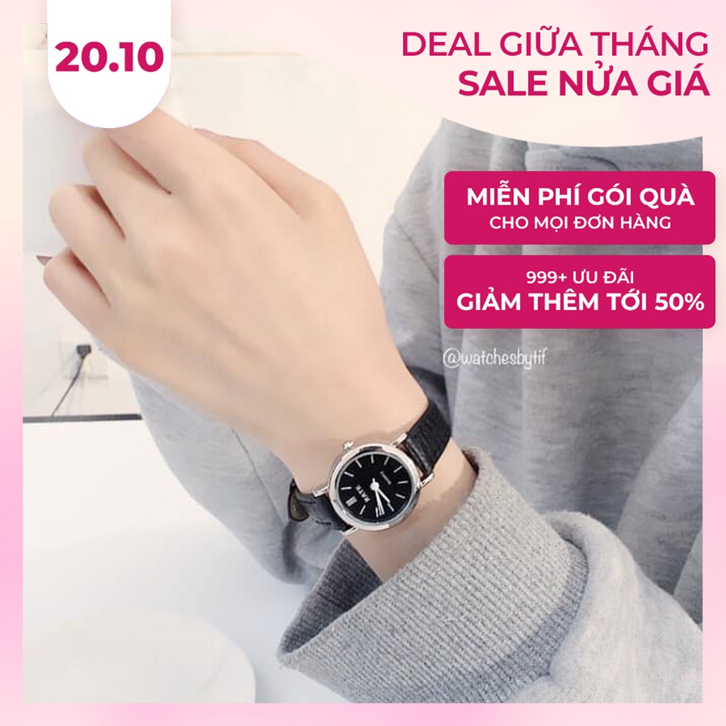 Đồng hồ nữ RATE mặt tròn [full black] 22mm