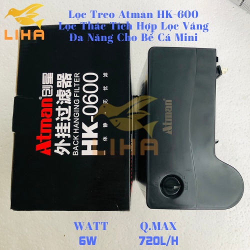 Lọc Treo Atman HK-600 (6W-720L/H) - Lọc Thác Tích Hợp Lọc Váng Đa Năng Cho Bể Cá Để Bàn