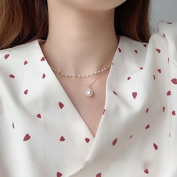 [Mã FASHIONCB231 hoàn tối đa 30K xu đơn 99K] DDFI - vòng cổ ngọc trai Hàn Quốc 2 lớp đơn giản Trang sức Retro D3D05 | BigBuy360 - bigbuy360.vn