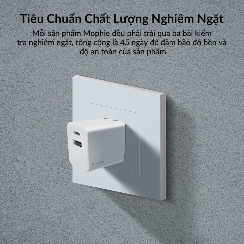 Củ Sạc Nhanh 2 Cổng Mophie Mini Type C + Usb Hỗ Trợ Pd 20w Qc 3.0 Dành Cho Ip 13 12 11 Samsung Xiaomi Oppo Sony