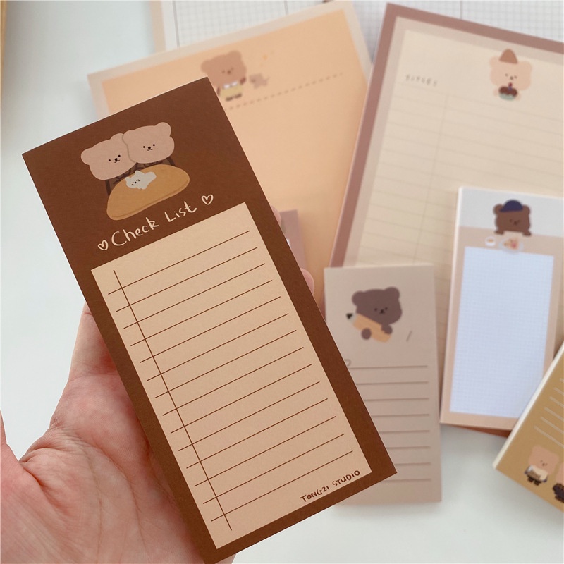 Tập 50 giấy note ghi chú gấu nâu