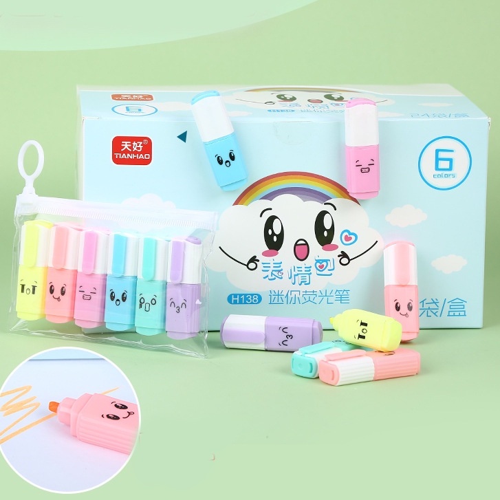 Bút Đánh Dấu Mini Mặt Cười Macaron Siêu Đáng Yêu - Bút Highlight Marker Nhiều Màu Sắc Molangshop