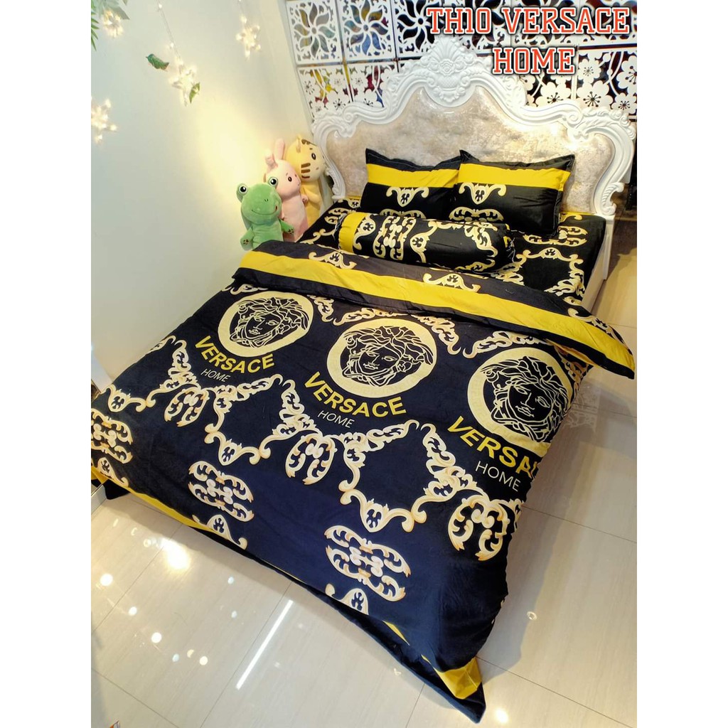 Ga Trải Giường Bọc Đệm Vải cotton poly hàn,VSC đen kẻ vàng