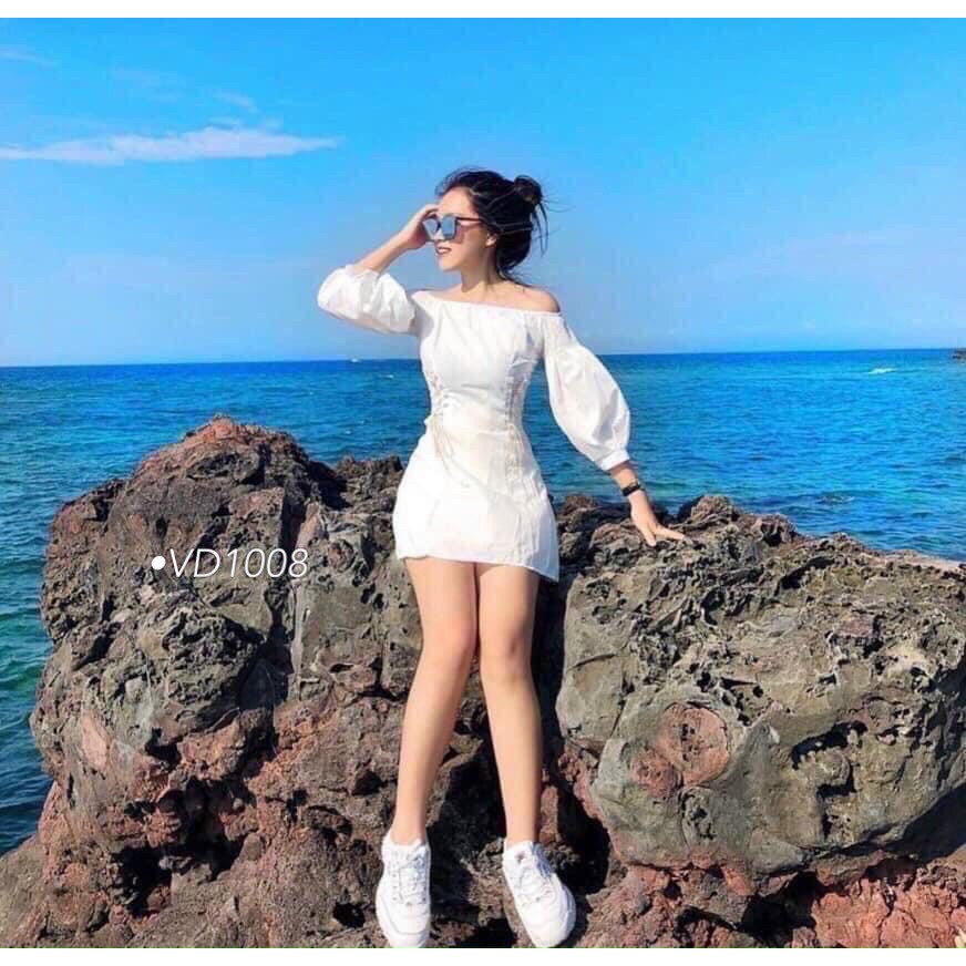 Đầm Dự Tiệc 💝 FREESHIP 💝  Đầm trễ vai đan dây eo tôn dáng VD1008 [Mẫu Mới Hè 2021] | BigBuy360 - bigbuy360.vn