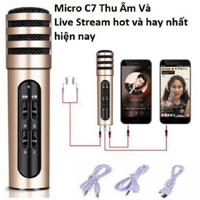 BỘ MICRO LIVESTREAM TRỰC TIẾP ĐIỆN THOẠI C7,,