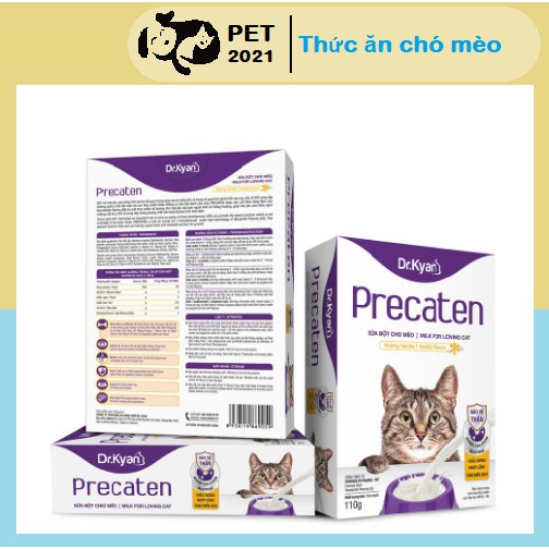 Sữa bột Dr.kyan Precaten  cho mèo bầu, mèo con bổ sung khoáng vitamin canxi dinh dưỡng - hộp giấy 110gr
