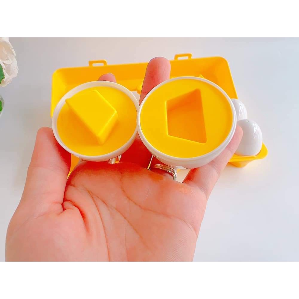 Đồ chơi giáo dục sớm trứng ghép đôi hình học cho bé từ 2 3 4 tuổi, làm quen hình khối, màu sắc