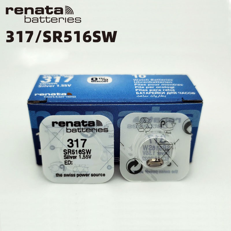 Pin đồng hồ Thụy Sỹ RENATA 317 / SR516SW silver bạc Made in Swiss (Loại tốt - Giá 1 viên)