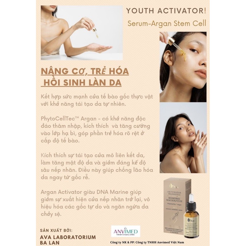 Tinh Chất SERUM AVA - nâng cơ mặt, trẻ hoá, hồi sinh da