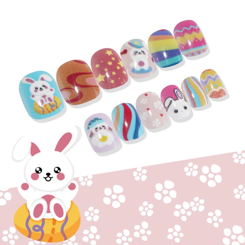 Youyo Móng Tay Giả Tự Dính Hình Thỏ Phục Sinh Dễ Thương Cho Bé