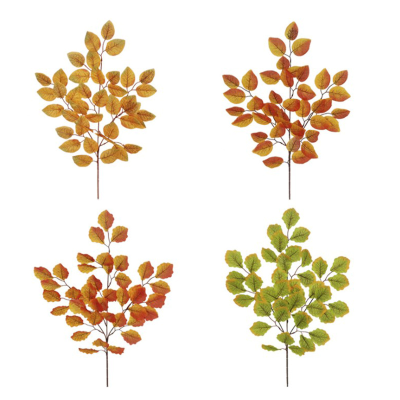 [Newwellknown 0318] 60cm Autumn Maple Leaf 3 Fork Rose leaf Fake Silk Craft Wedding Party Decor
