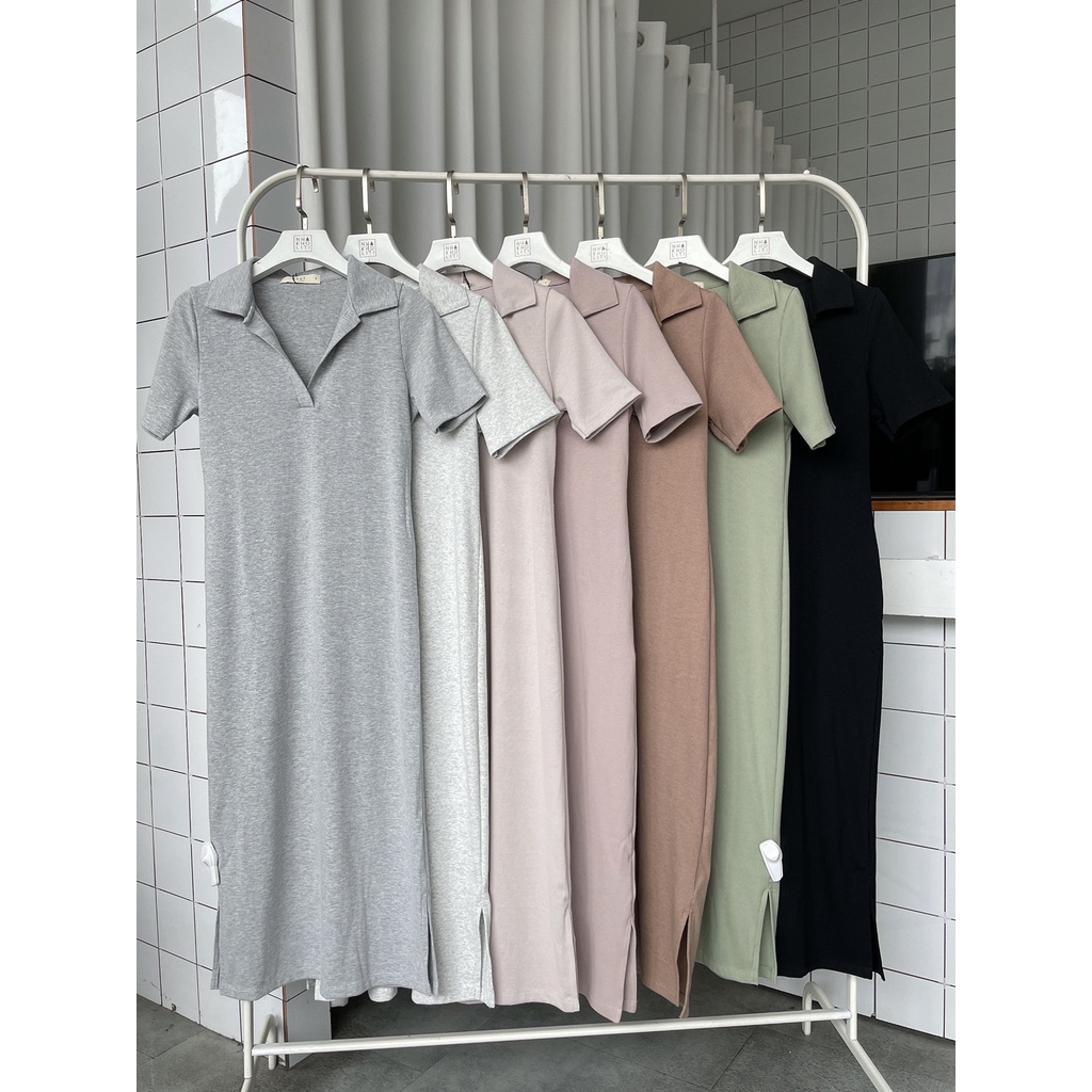 Đầm polo thun gân maxi Thiết kế - DTK141