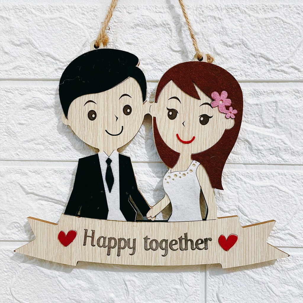 Bảng gỗ trang trí, décor, treo tường OHAY – Đám cưới cô dâu chú rể (Tặng móc treo)