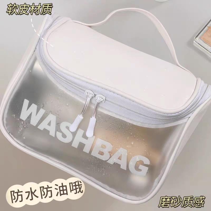 Túi đựng mỹ phẩm du lịch đựng đồ trang điểm WASHBAG trong suốt có tay cầm