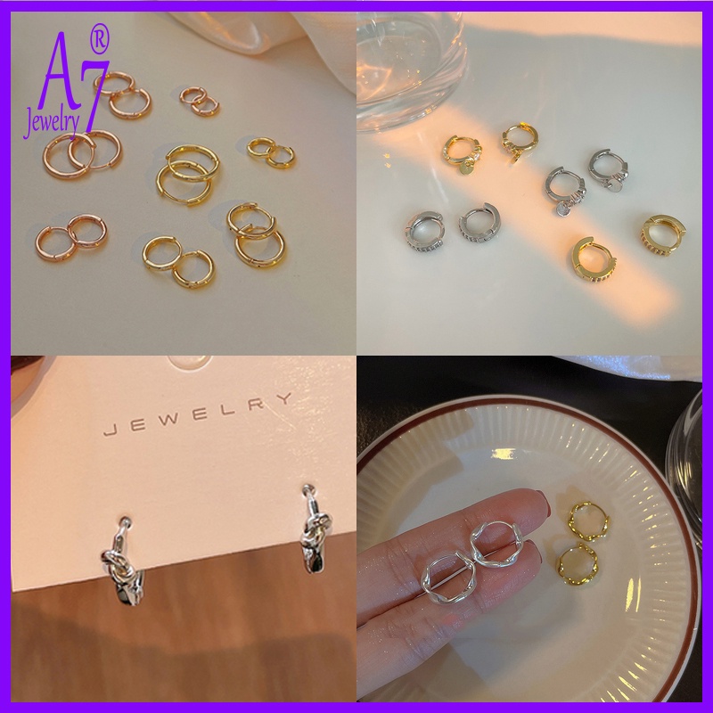 Khuyên Tai Hình Tròn Nhỏ Đơn Giản Tinh Tế Chống Dị Ứng A7 S925