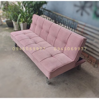Ghế sofa đa năng vải nhung màu hồng baby