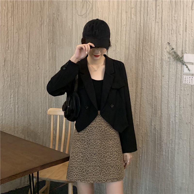 IELGY Áo Khoác Vest Tay Dài Dáng Ôm Ngắn Màu Trắng Thời Trang Cho Nữ