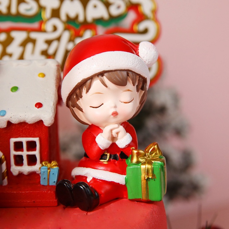 Đồ trang trí bánh kem noel  cặp tượng em bé noel trang trí bánh kem sinh nhật