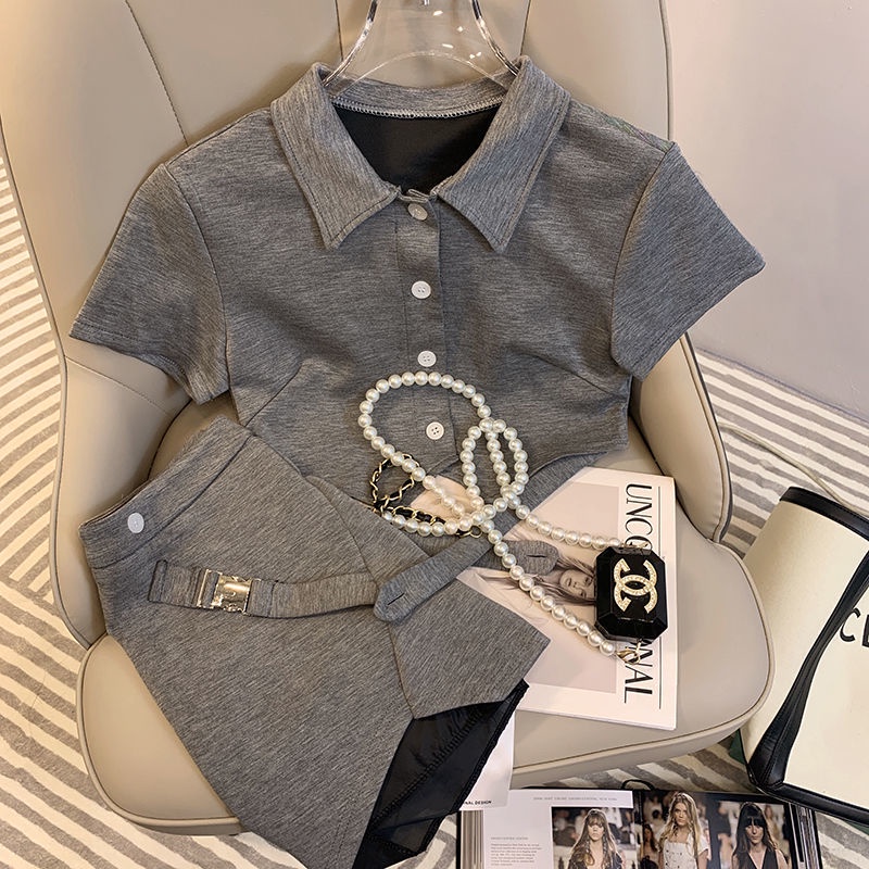 Set Áo Thun polo Ngắn Tay Và Chân Váy Thời Trang Dành Cho Nữ