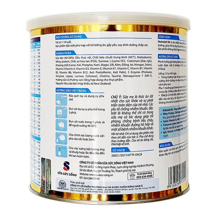 Sữa Nutralait BA hộp 700g