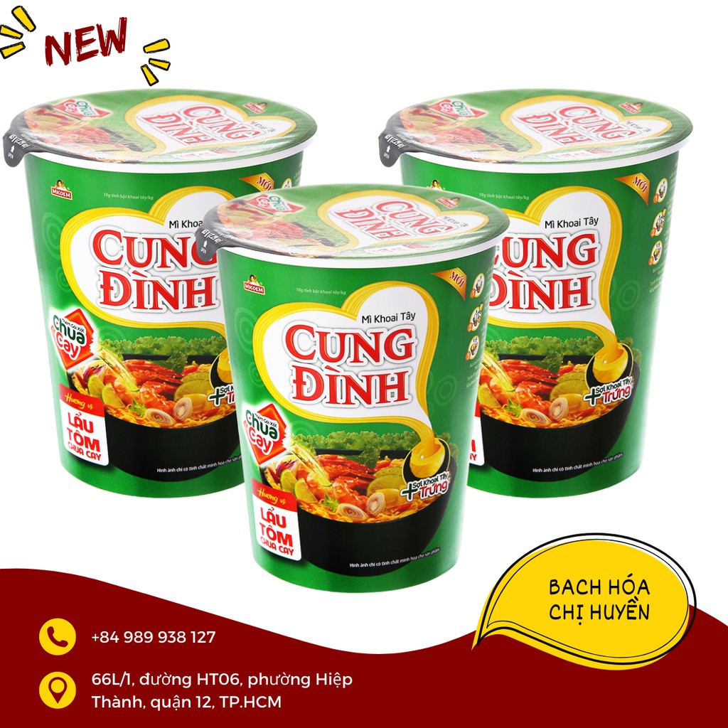 Mì khoai tây Cung Đình hương vị lẩu tôm chua cay ly 65g