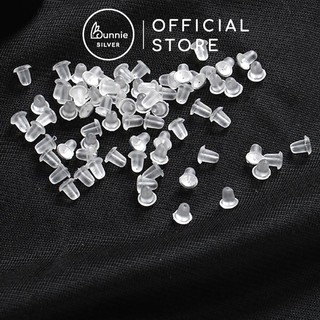 Chốt Khuyên Tai Nhựa Silicon Bunnie Silver, Nhựa Mềm Trong Suốt Cao Cấp