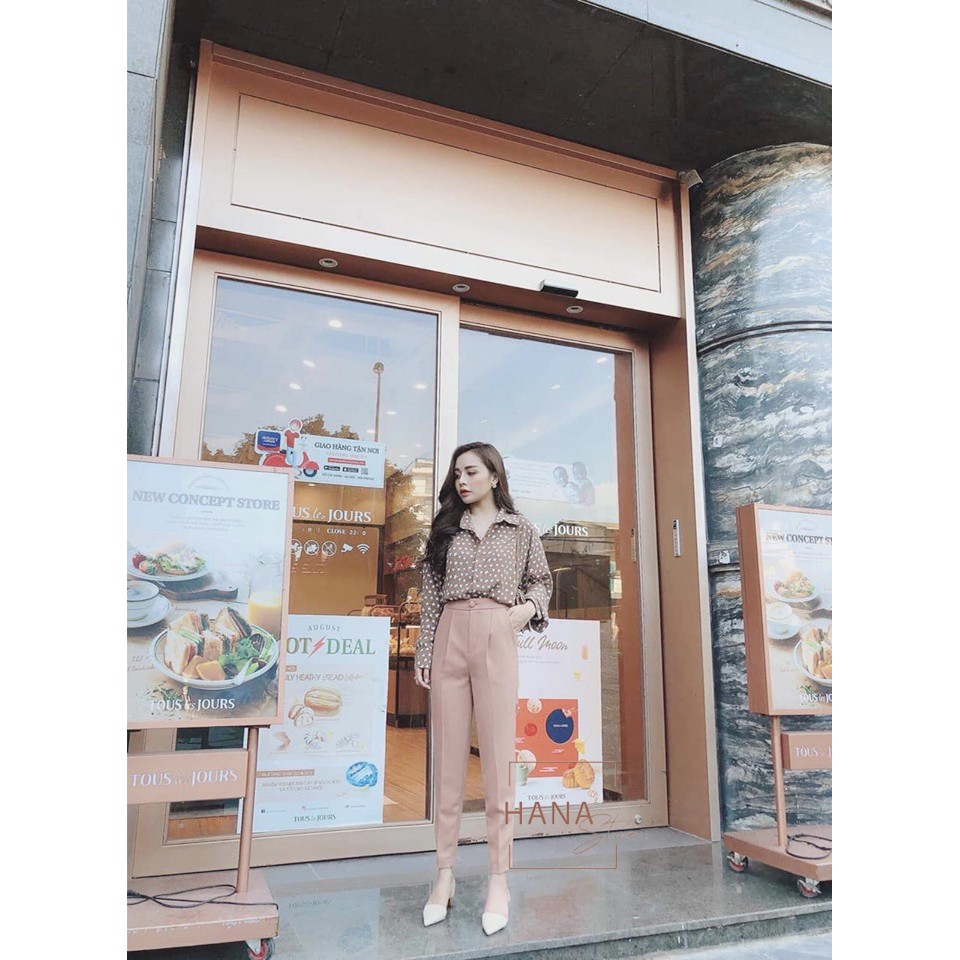 Quần tây công sở nữ cạp cao cúc bọc khuy vải 1 ly nhiều màu chất vải tuyết mưa dáng dài ống đứng mặc đi học làm công sở | BigBuy360 - bigbuy360.vn