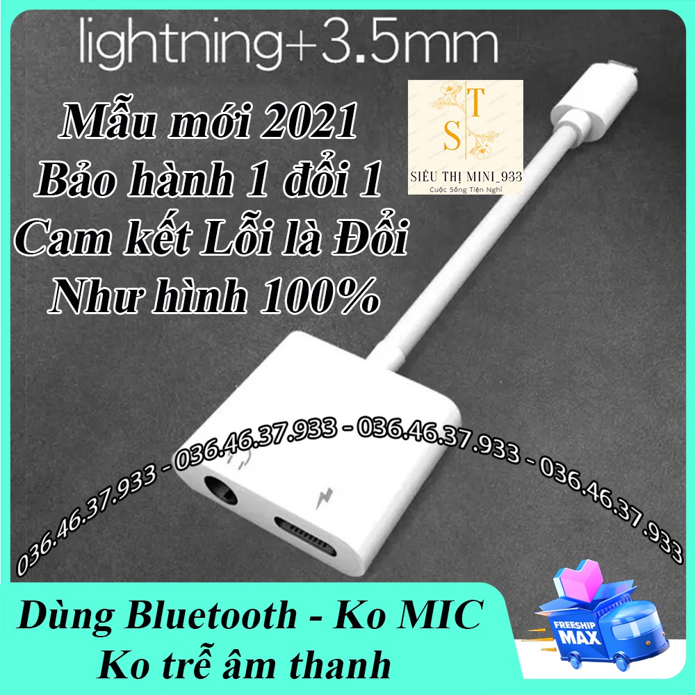 Jack cáp chuyển đổi tai nghe iPhone 2 cổng Lightning Có Mic chơi Game Pubg và cáp Lightning sang 3.5 mm Vừa sạc vừa Nghe