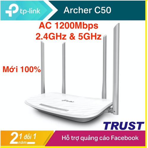 TP-Link Bộ phát wifi không dây (Thiết bị mạng) - AC 1200Mbps Archer C50 - Archer C50 | Router Wi-Fi Băng Tần Kép AC1200