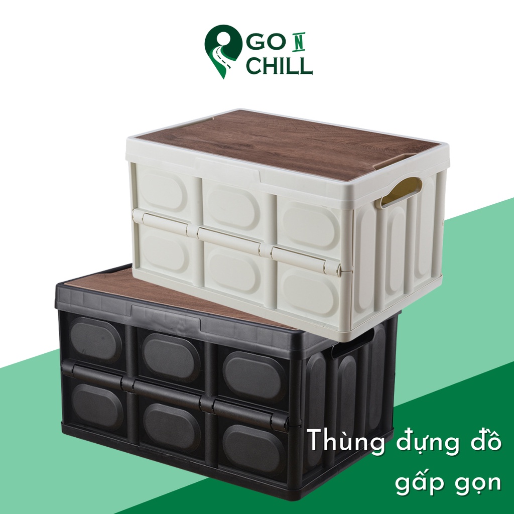 Thùng nhựa đựng đồ dã ngoại cắm trại gấp gọn có mặt gỗ đa năng CLS