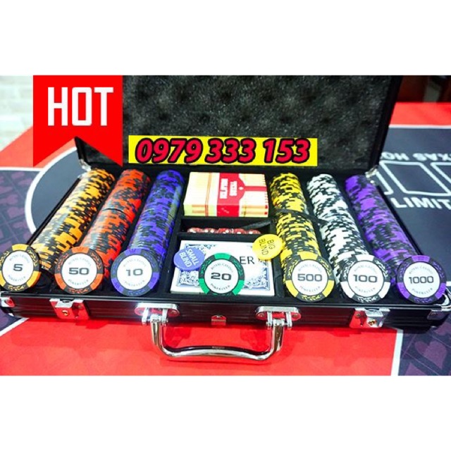 PHỈNH ROYAL CASINO POKER CLUB 300 CHIP HÀNG CAO CẤP NHẬP KHẨU NGUYÊN SET