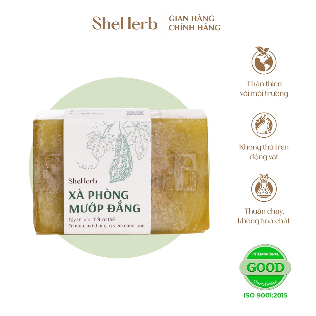 Xà Phòng Mướp Đắng Thiên Nhiên SheHerb Giảm Mụn, Mờ Thâm