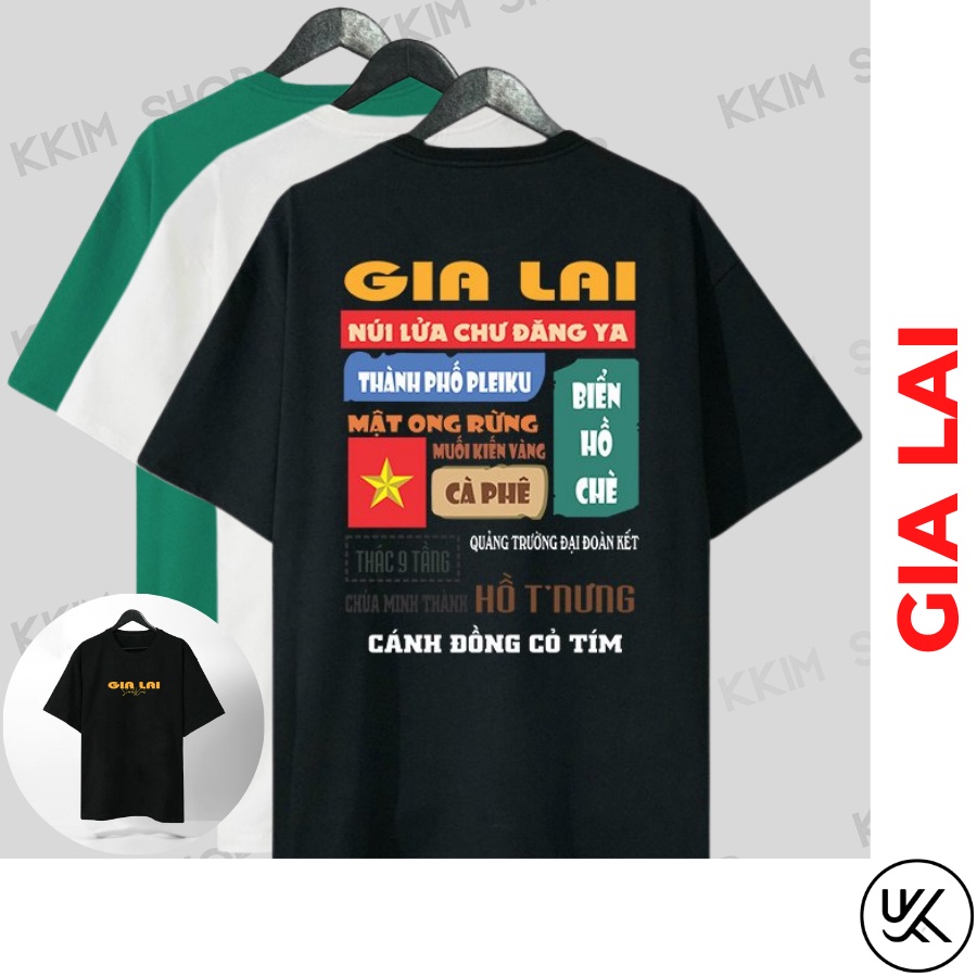 Áo thun tay lỡ GIA LAI, Áo phông 63 tỉnh thành Form rộng oversize, chất liệu Cotton KKIMSHOP